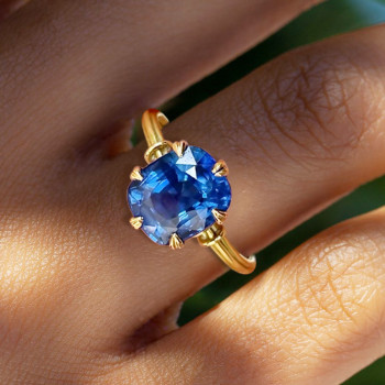 3.5ct Vintage Tanzanite Blue Sapphire Engagement Ring