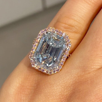 8.4ct Emerald Cut Aquamarine Halo Engagement Ring