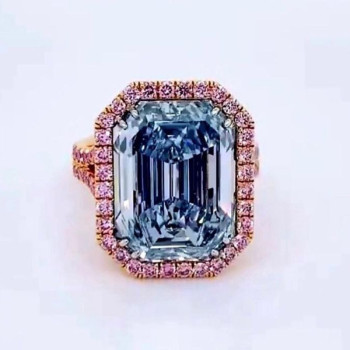 8.4ct Emerald Cut Aquamarine Halo Engagement Ring