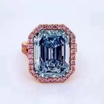 8.4ct Emerald Cut Aquamarine Halo Engagement Ring