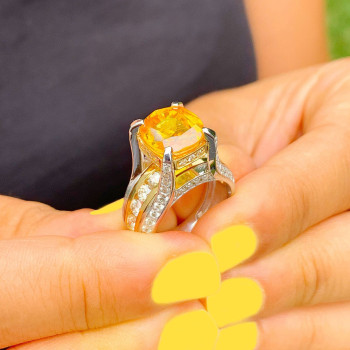 5.6ct Yellow Sapphire Two Tone Engagement Ring