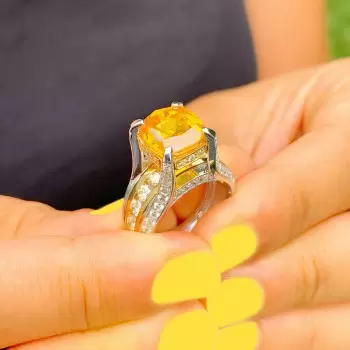 5.6ct Yellow Sapphire Two Tone Engagement Ring