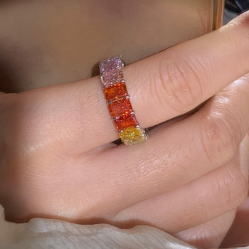 12ctw Radiant Cut Multicolor Sapphire Rainbow Eternity Ring