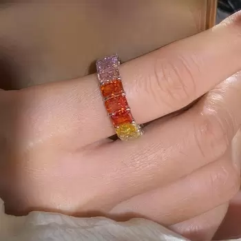 12ctw Radiant Cut Multicolor Sapphire Rainbow Eternity Ring