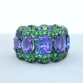 12ctw Tanzanite Blue and Green Sapphire Cocktail Ring