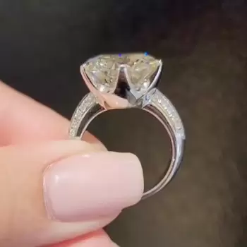 8.5ct Round Cut White Sapphire Paved Engagement Ring