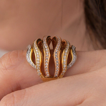 Three Tone White Sapphire Twist Aniverary Ring