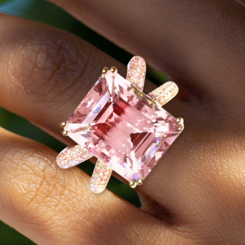 8.5ct Morganite Pink Sapphire Paved Engagement Ring
