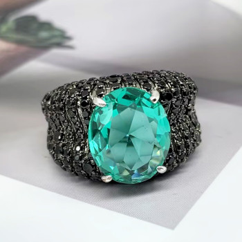 8.2ct Oval Cut Mint Green Paved Cocktail Ring