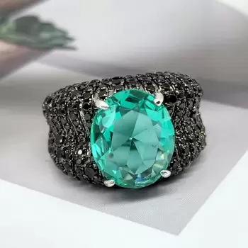 8.2ct Oval Cut Mint Green Paved Cocktail Ring