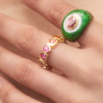9ctw Heart Cut Multicolor Sapphire Rainbow Eternity Ring
