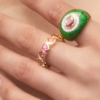 9ctw Heart Cut Multicolor Sapphire Rainbow Eternity Ring
