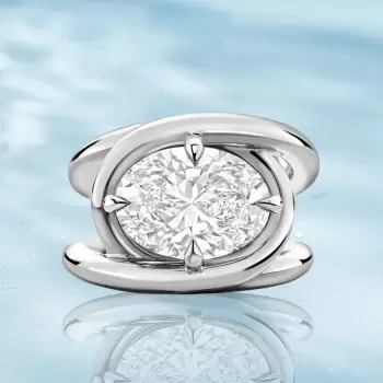 5.8ct Oval Cut White Sapphire Interlocking Loops Engagement Ring