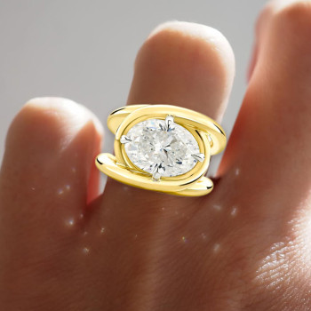 5.8ct Oval Cut White Sapphire Split Shank Engagement Ring