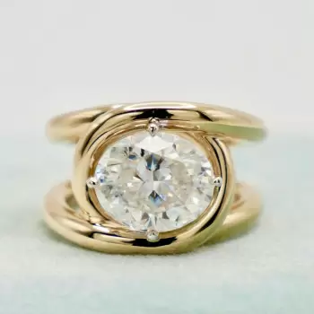 5.8ct Oval Cut White Sapphire Split Shank Engagement Ring
