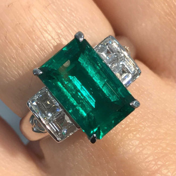 5.3ct Emerald Cut Emerald Engagement Ring