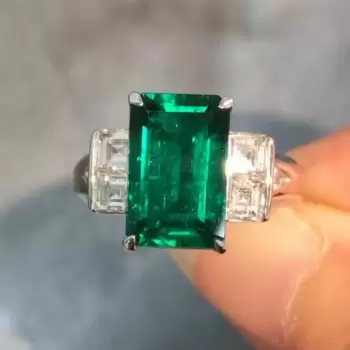 5.3ct Emerald Cut Emerald Engagement Ring