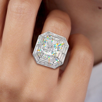 3ct Halo Cushion Cut White Sapphire Engagement Ring