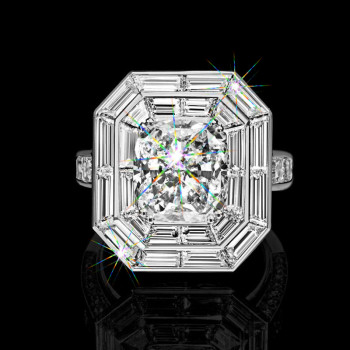 3ct Halo Cushion Cut White Sapphire Engagement Ring