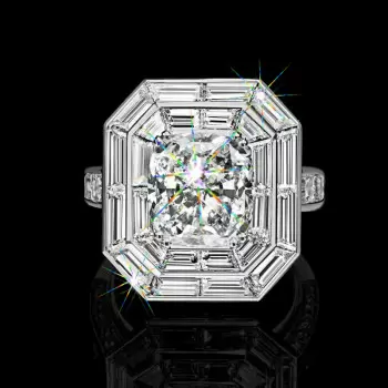 3ct Halo Cushion Cut White Sapphire Engagement Ring