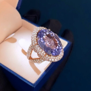 9.3ct Oval Cut Amethyst Bold Paved Cocktail Ring