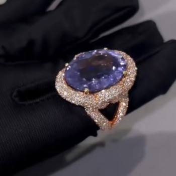 9.3ct Oval Cut Amethyst Bold Paved Cocktail Ring