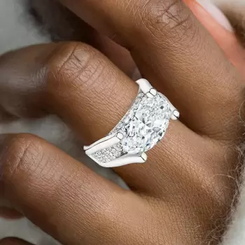 9.3ct Oval Cut White Sapphire Paved Engagement Ring