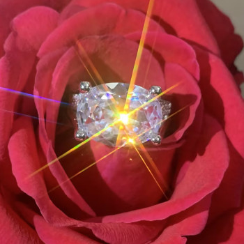 9.3ct Oval Cut White Sapphire Paved Engagement Ring