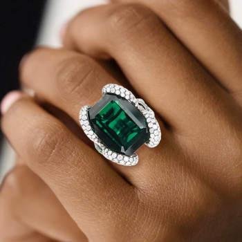 8.4ct Emerald Cut Emerald Knot Cocktail Ring