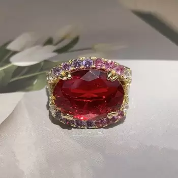 8ct Oval Cut Ruby Split Shank Cocktail Ring