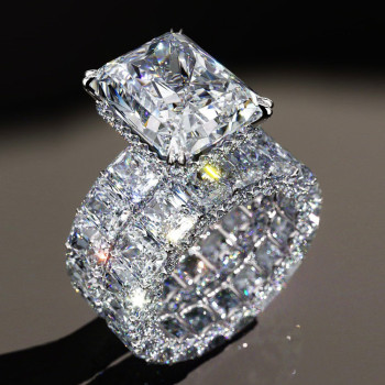 8.4ct Radiant Cut White Sapphire Eternity Wedding Ring Set