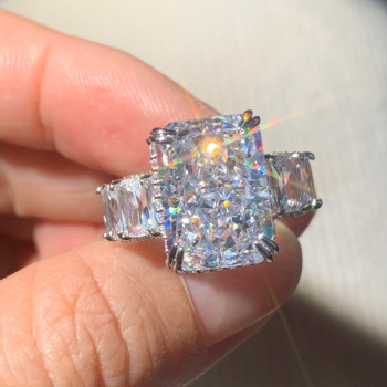 8.4ct Radiant Cut White Sapphire Eternity Engagement Ring