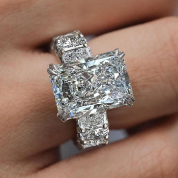 8.4ct Radiant Cut White Sapphire Eternity Engagement Ring