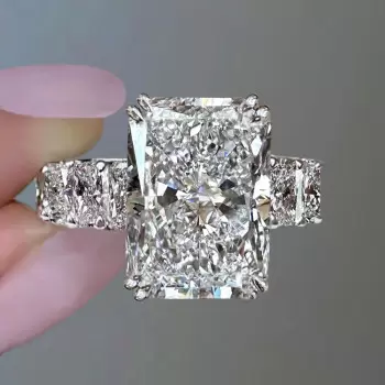 8.4ct Radiant Cut White Sapphire Eternity Engagement Ring