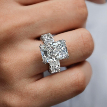 8.4ct Radiant Cut White Sapphire Eternity Engagement Ring