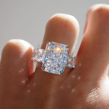 8.4ct Radiant Cut White Sapphire Eternity Engagement Ring