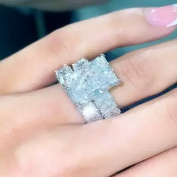 8.4ct Radiant Cut White Sapphire Eternity Wedding Ring Set
