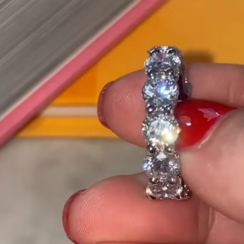 6ctw Round/Emerald Cut Classic Paved Eternity Ring