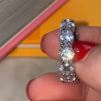 6ctw Round/Emerald Cut Classic Paved Eternity Ring