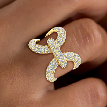 Paved White Sapphire Bold Knot Unisex Ring