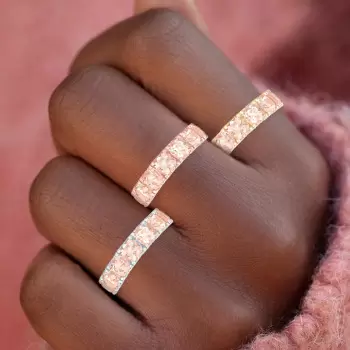 10ctw Cushion Cut Morganite Pink Sapphire Eternity Ring