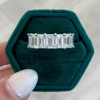 12ctw Emerald Cut White Sapphire Eternity Ring