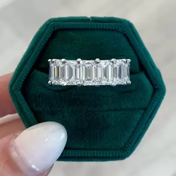 12ctw Emerald Cut White Sapphire Eternity Ring
