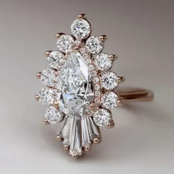 5ct Pear Cut White Sapphire Vintage Cocktail Ring