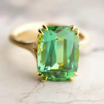 8.4ct Cushion Cut Green Sapphire Vintage Leaf Ring