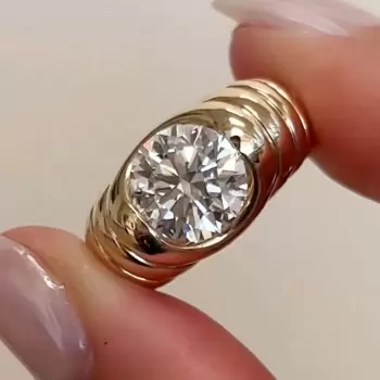 3.8ct Round Cut Curved Wave Engagement Ring