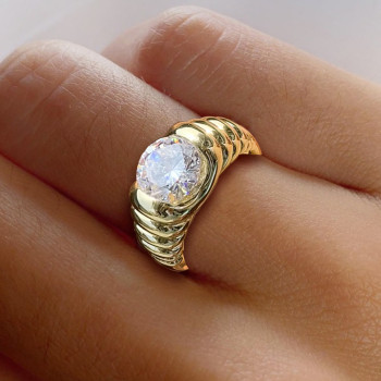 3.8ct Round Cut Curved Wave Engagement Ring