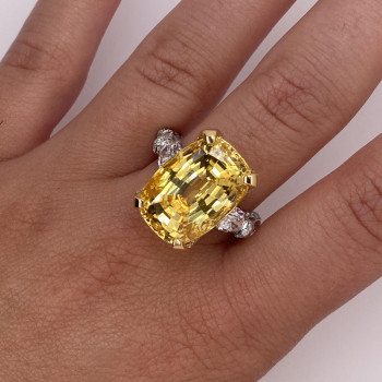 14ct Cushion Cut Yellow Sapphire Engagement Ring