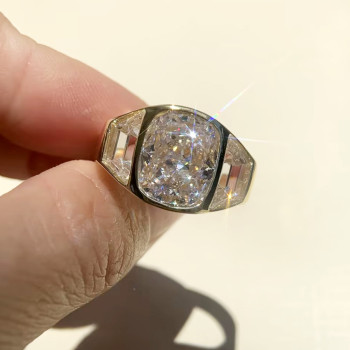 6ct Cushion Cut White Sapphire Three Stone Engagement Ring