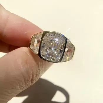 6ct Cushion Cut White Sapphire Three Stone Engagement Ring